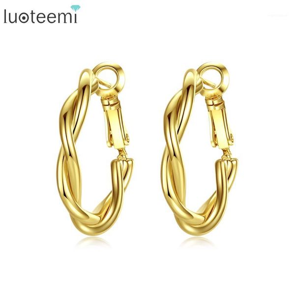 

LUOTEEMI Elegant Hoop Earrings for Women 2020 Fashion Statement Jewelry Dating Party Girlfriend Boucles D Oreille Femme Gifts1, Golden;silver