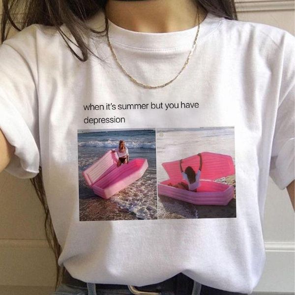 

summer new fashion harajuku tees women cute funny print t-shirt 90s girls casual vintage clothes, White