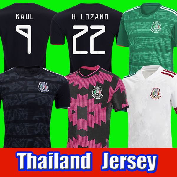 

mexico soccer jersey home away camisetas 20 21 chicharito lozano dos santos 2020 2021 football shirts men + kids kit uniforms maillots, Black;yellow