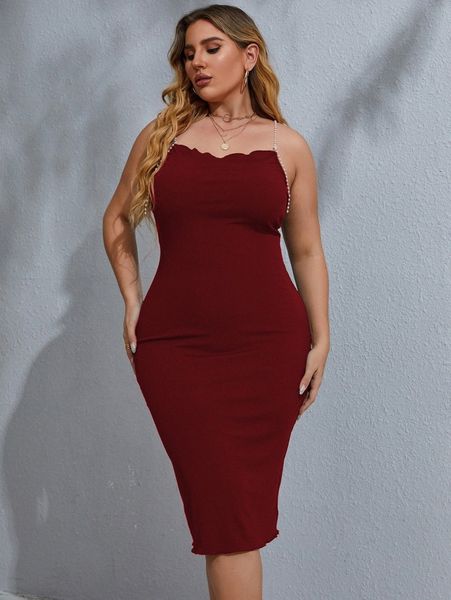 

plus pearls beaded strap bodycon dress h1ad#, Black