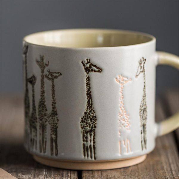 

creative ceramic cup couple drinking cup coffee giraffe mug 120z