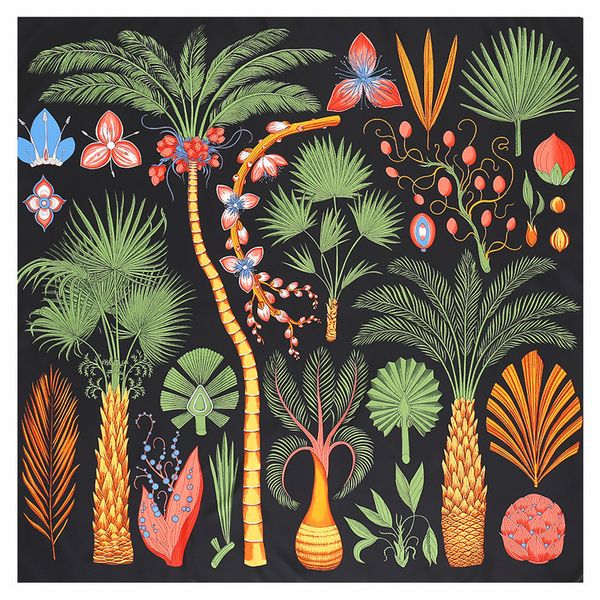 

pobing 100% silk scarf women large shawls tree print stoles square bandana luxury kerchief hijab scarf female foulards 130cm 201104, Blue;gray