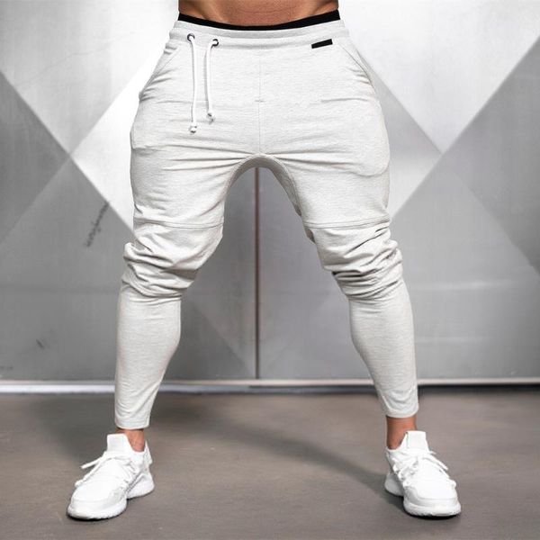 

solid gym sweatpants joggers pants men casual trousers male fitness sport workout cotton track pants spring autumn sportswear, Black