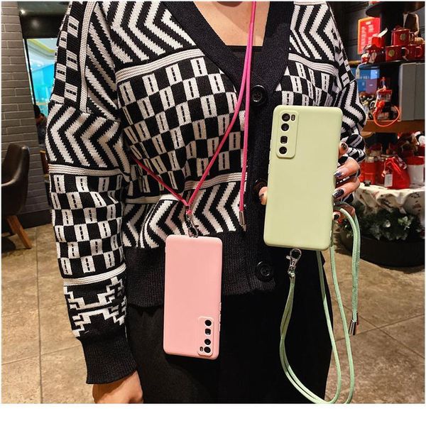 

necklace lanyard shoulder strap cord tpu case for huawei mate 40 pro 30 20 p40 p30 p20 lite p smart p qylhsm