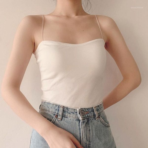 

camisoles & tanks 2021 women sling tank bra breathable chest pad wearing underwear thin strap beautiful back tube1, Black;white