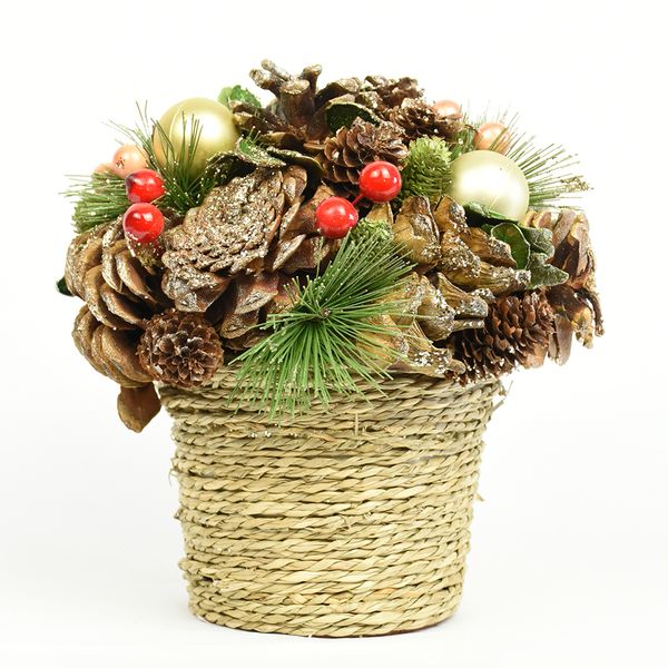 

planter artificial flower diy pine natural cones table christmas decoration