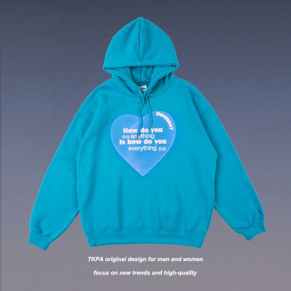 

tkpa national fashion letter love printing design sense of harajuku style bf couple's long sleeve hooded sweater for men and women, Black