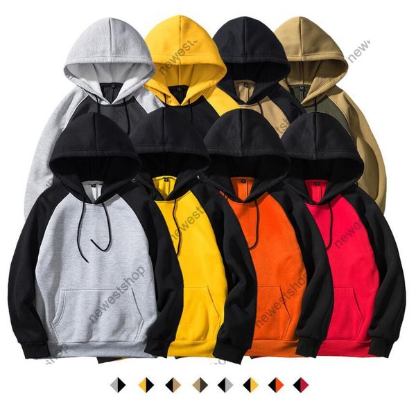 

new fashion mens designer autumn winter 2020 european streetwear mens loose sweater patchwork color hooded pullover sweatshirt hoodies, Black
