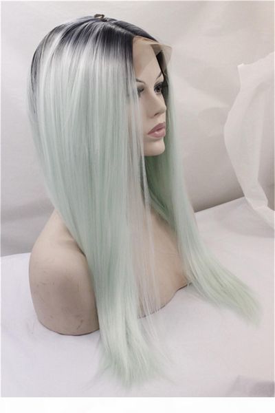 

high temperature resistant omber synthetic lace front wigs fiber long beauty luxury synthetic hair wigs ombre hair lace wig in stock, Black