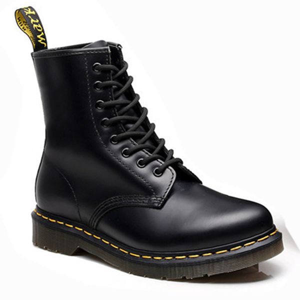 

martin british style couple short leather boots of women's round head european trend american motorcycle shoes yi4w, Black