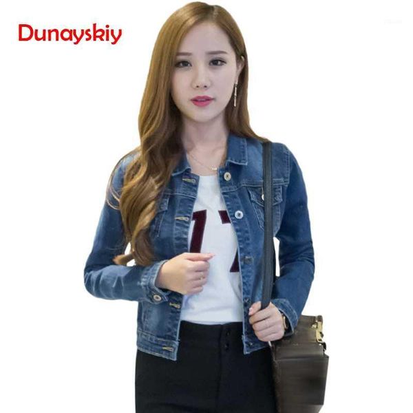 

dunayskiy women denim jacket casual slim long sleeve single breasted fashion basic 2018 autumn new short jeans coat outerwears1, Black;brown