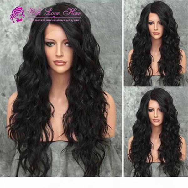 

100% необработанные малазийский человеческих волос полные парики шнурка объемной волны glueless фронта шнурка парики с ребенком волос для че, Black;brown