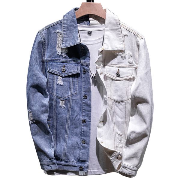 Männer Jacken 5XL Denim Jacke Männer Herbst Winter Mode Lässig Patchwork Drehen-unten Kragen Mantel Streetwear Männliche Kleidung Große größe