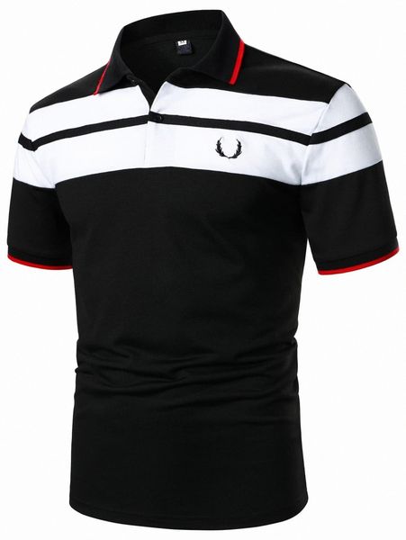 

men color block antler embroidery polo shirt w3eq#, White;black