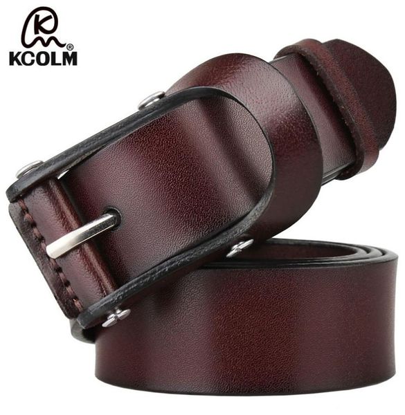 

fashion men's belt natural genuine leather sturdy buckle men vintage belt suitable for jeans casual pants cummerbund, Black;brown