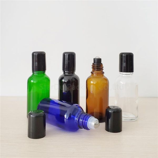 

10pcs 30ml amber black green transparent black roll on bottles for essential oils refillable perfume bottle deodorant containers1