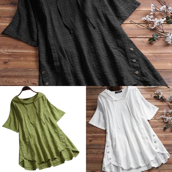 

utwp2 top 2020 летние футболки и белье больших размеров женская футболка для белья хлопка linenloose жира мм короткий рукав новый linencotto, White