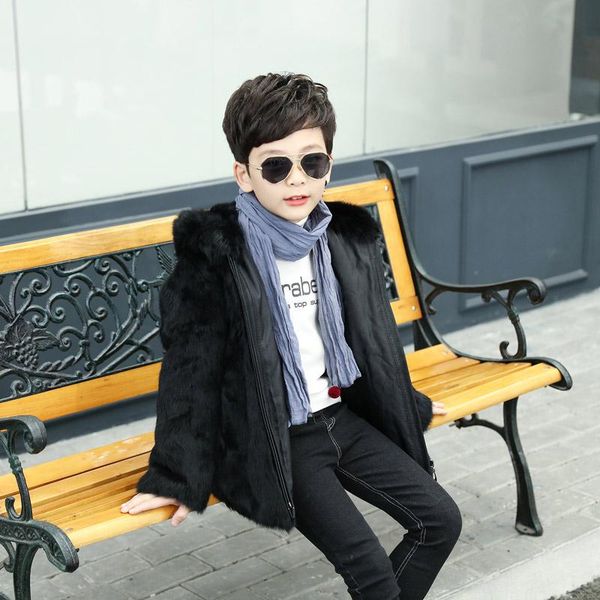 

jackets 2021 children real rex fur boy coat child natural clothes fashion baby autumn winter vest, Blue;gray