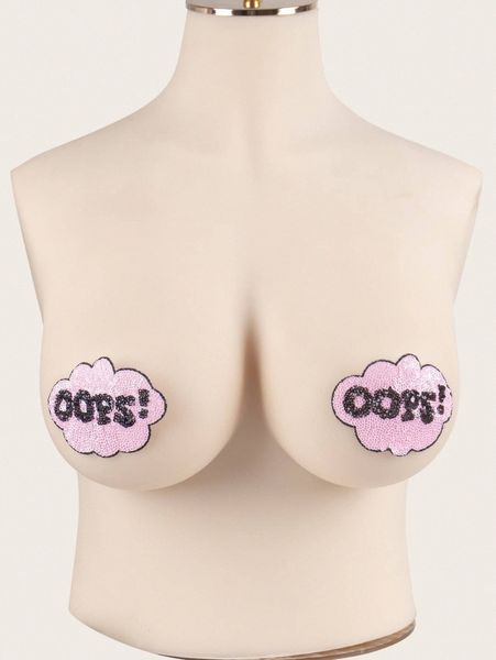 

plus contrast sequin nipple cover c4ui#, Black;white