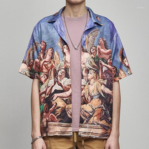 

men's casual shirts fashion-hawaiian-shirt-men-short-sleeve-vintage-streetwear-mens-shirts-casual-slim-fit-retro-loose-chemise-homme-ko, White;black