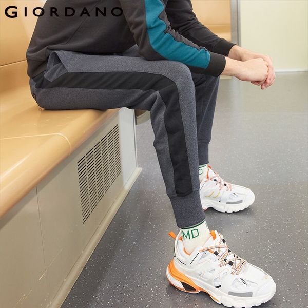 

giordano men pants zip pocket terry joggers for men knitted jogger pants male moletom masculino pantalones hombre casual 201118, Black