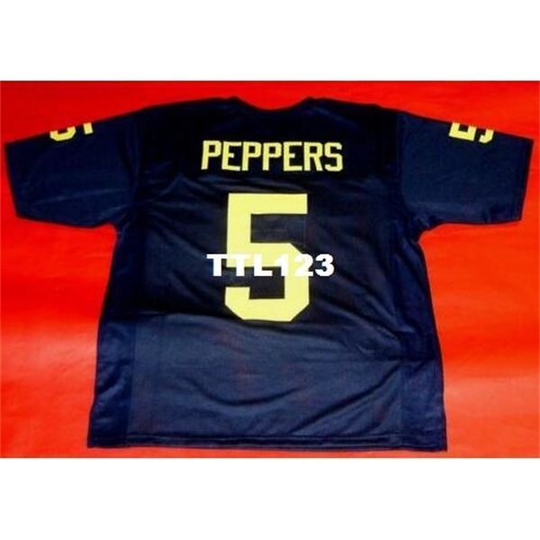 

121 custom #5 abrill peppers custom michigan wolverines college jersey size s-4xl or custom any name or number jersey, Black