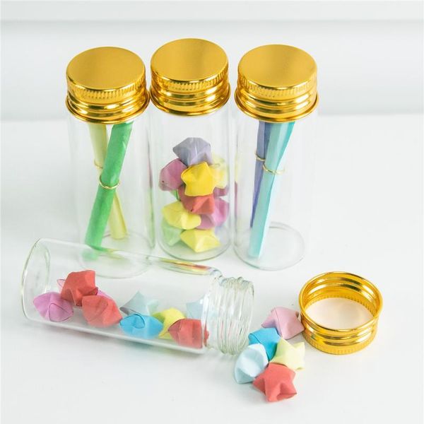 

30x80x21mm 40ml transparent glass jars with aluminium screw cap empty bottles golden lids glass bottles gift vials ja bbykjy