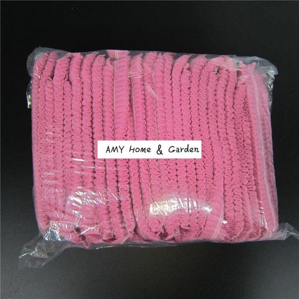 

100pcs double ribbon non woven disposable shower caps pleated dust hat women men bath for spa hair salon beauty accessories h jllamf