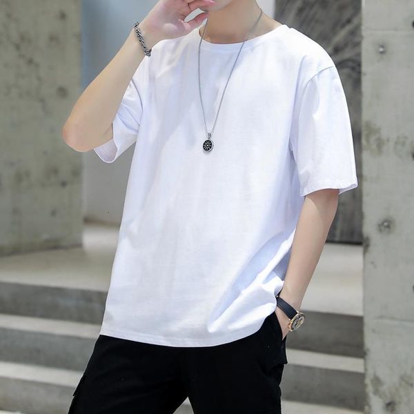 

mrmt 2021 brand new men's cotton t-shirt medium sleeve loose men t shirt five-sleeve man t-shirts round collar for male, White;black