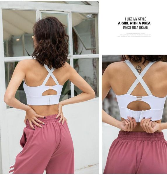 

gym clothing seamless yoga bra beauty back woman solid fitness shockproof padded without sport underwire underwear sports vest female, White;black