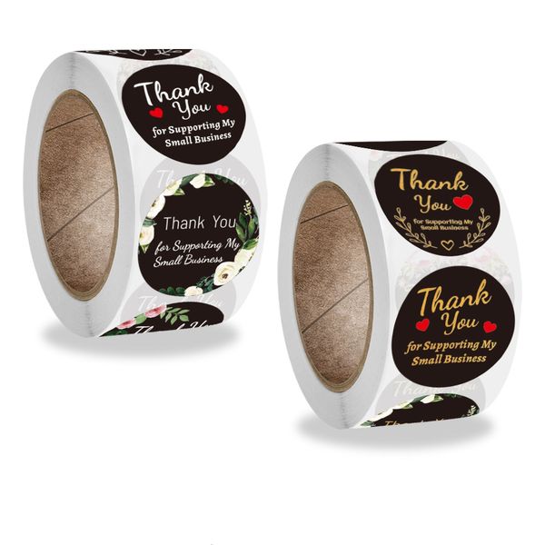 

500pcs 1 inch thank you for supporting my small business stickers round paper seal label tag envelope card gift box decoration