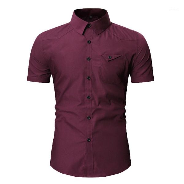 

men's dress shirts men shirt cotton autumn casual cargo slim button short sleeve polyester blouse formal 05091, White;black