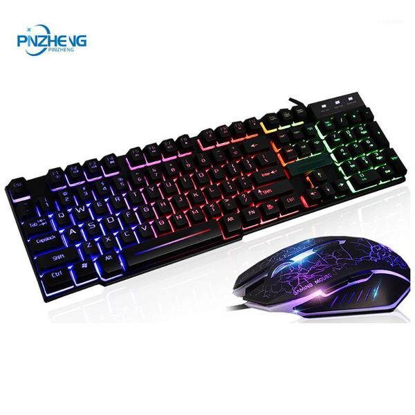 

pinzheng wired keyboard and mouse combo dpi adjustable mouse suspended mechanical touch button color lights waterproof keyboard1