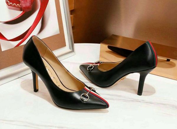 

classic designer layer cowhide inner lining sheepskin heel 9 cm high italian leather high heels explosion models womens lining full she, Black