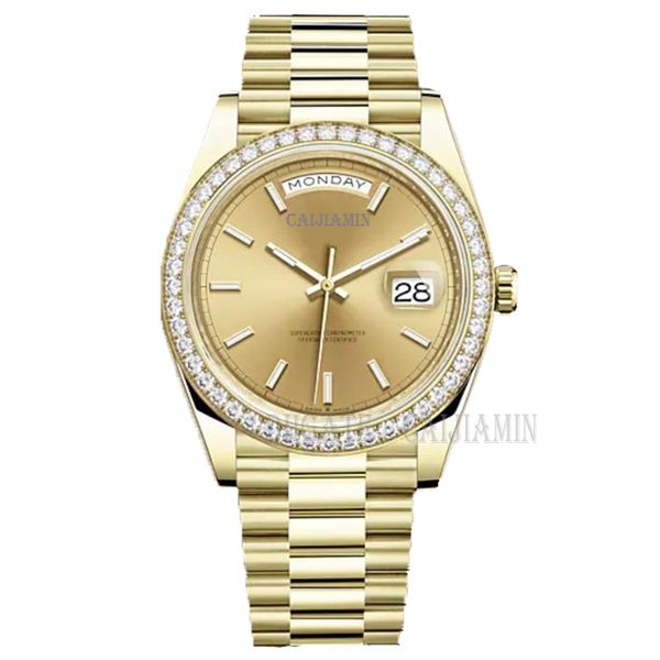 

caijiamin-u1 quality mens automatic mechanical watch diamond watches 41mm stainless steel wristwatches waterproof luminous women watches, Slivery;brown