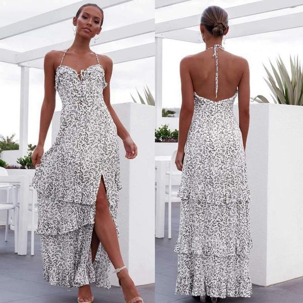 

women summer dresses sling dress beach dresses long women's boho1, Black;gray