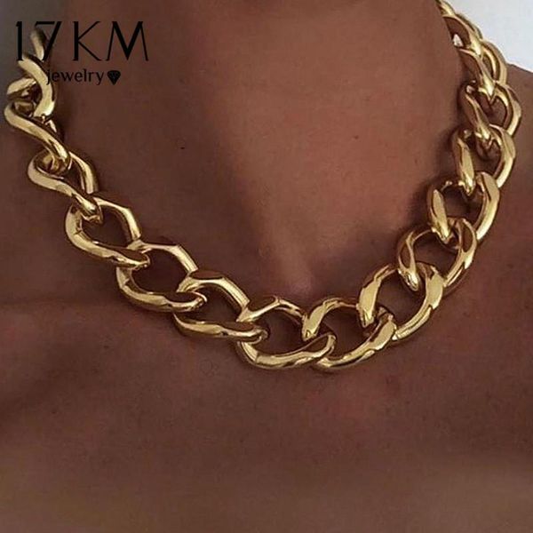 

17km fashion gold large big chain necklace for women men hiphop vintage thick chain choker necklaces jewelry party gifts, Golden;silver