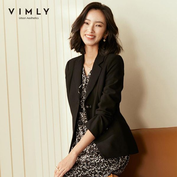 

women's suits & blazers vimly autumn women elegant notched solid single breasted jackets vintage female overcoat f1893, White;black