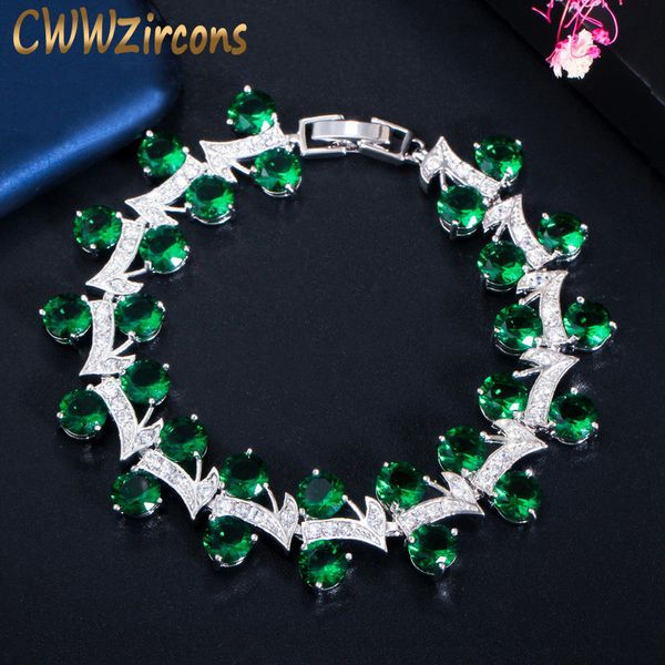 

cwwzircons gorgeous green zirconia big leaf charm bracelet bangle for women fashion ladies dinner party wedding jewelry cb211 200925, Black