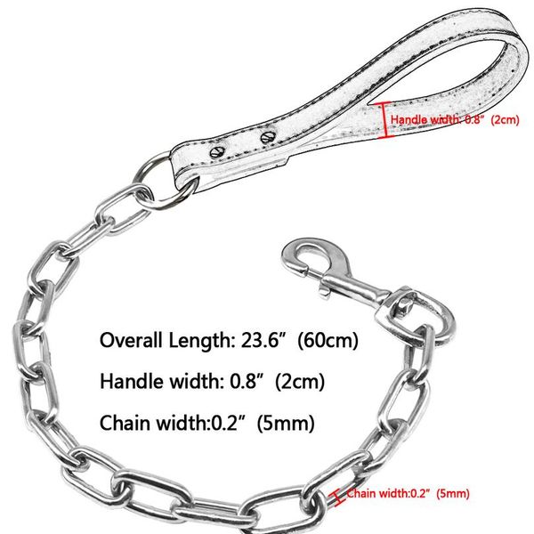 

durable dog chain leash small large dogs walking lead rope collar harness leashes with leather handle golden color pet sqchqf