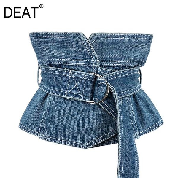 

belts [deat] 2021 arrival four seasons lady fashion simple denim sashes vintage patchwork all-match accessorise belt kb671, Black;brown