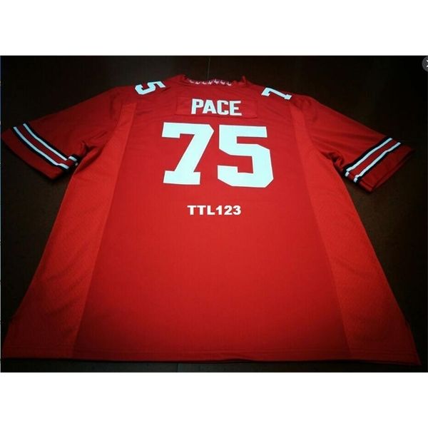 

3421 #75 orlando pace ohio state buckeyes college jersey white red black personalized s-4xlor custom any name or number jersey