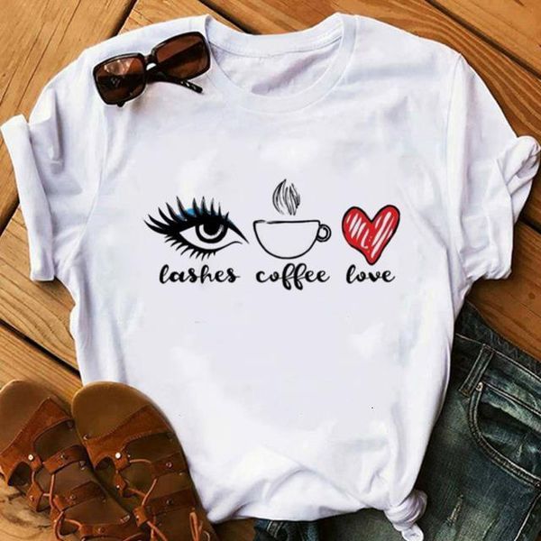 

pretty and cute eye and heart print women t shirt summer casual short sleeve o neck t-shirt ladies white tshirt