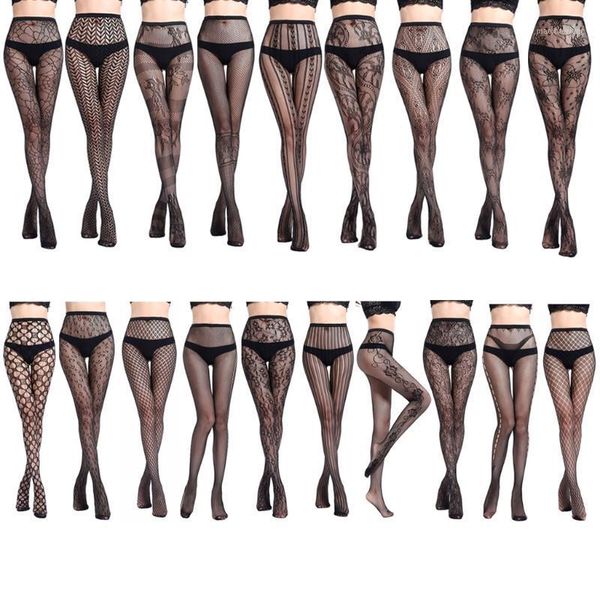 

19 types womens elastic transparent fish net toe silk stockings control panty hose1, Black;white