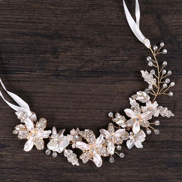 

bridal wedding hair accessories flower rhinestone headband hairband simulated pearl hair band headpiece women ornaments sl, Golden;silver
