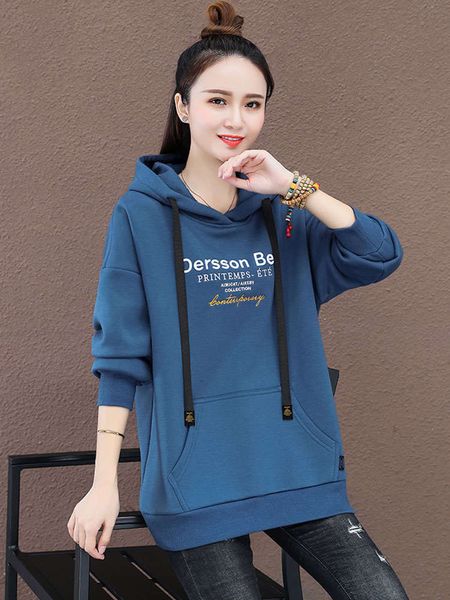 

sweater thickened plush women's fall / winter 2020 new loose korean hooded hip covering fashion, Black