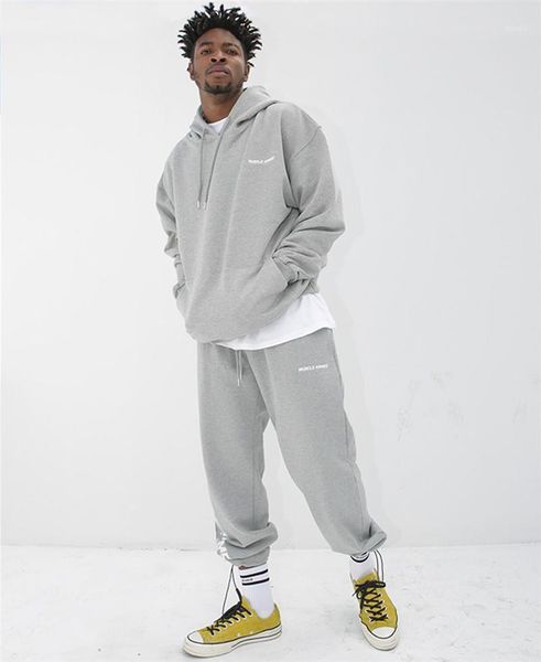 

europe and americamen's new hooded sports hoodie suit men's extra thick loose winter pullover plus velvet large casual training1, Gray
