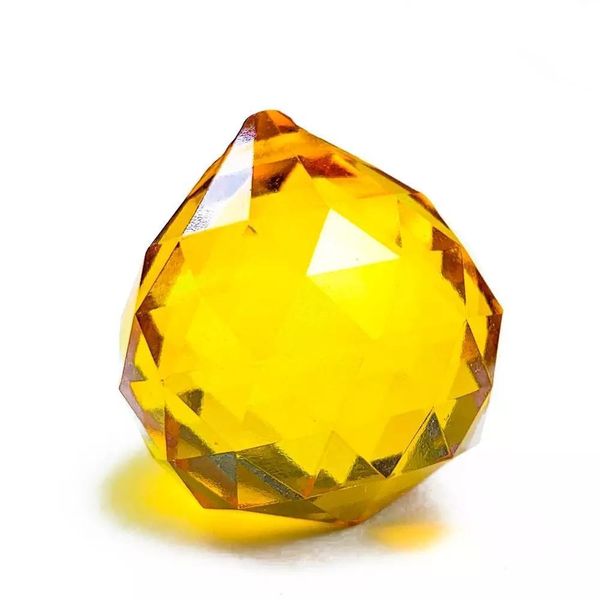 

30mm chandelier parts suncatcher prism ball hanging yellow crystal ball prism faceted rainbow maker for window wedding decor h bbytqx
