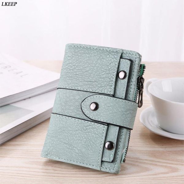 

wallets 2021 vintage leather women wallet female coin purses small pocket short rivet hasp zipper handy clutch bags1, Red;black