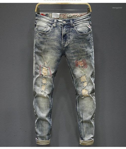 

ah0241 fashion men's jeans 2020 runway luxury european design party style men's clothing1, Blue